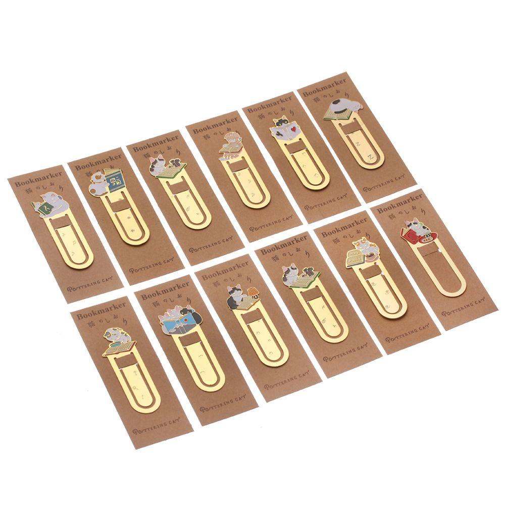 School Supplies Cartoon Gold-plated Book Folder Cute Cats Bookmark Label