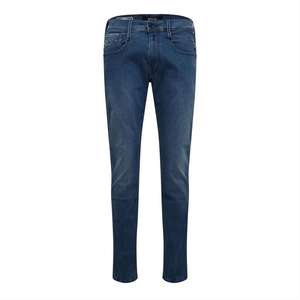 Replay Mens Anbass Cotton Blend Slim Jeans