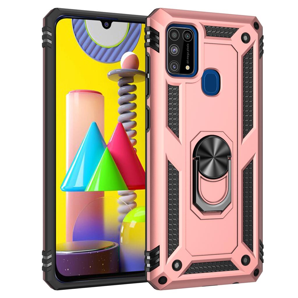 Shockproof Armor Phone Case For Samsung Galaxy M31S M30S M21 M31 M51 M02 A01 M01 Core Metal Ring Bracket Rugged Protection Cover