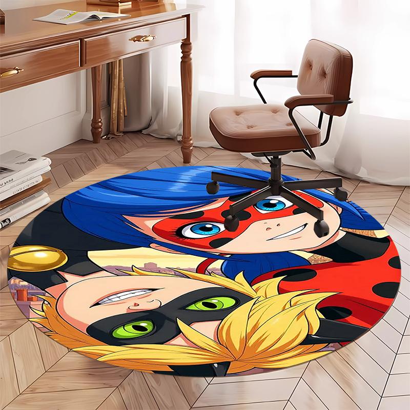 Miraculous Printed Round Rug Carpet Chair Rug Area Rug Entryway Doormats,for Office Chair Living Room Bedroom Kitchen Room.