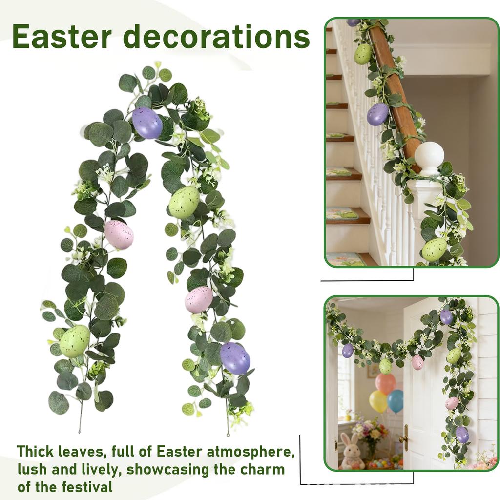 1.80-meter Easter Egg Wreath, Suitable For Fireplace Mantels, Multi-colored Artificial Hanging Wall Decoration.
