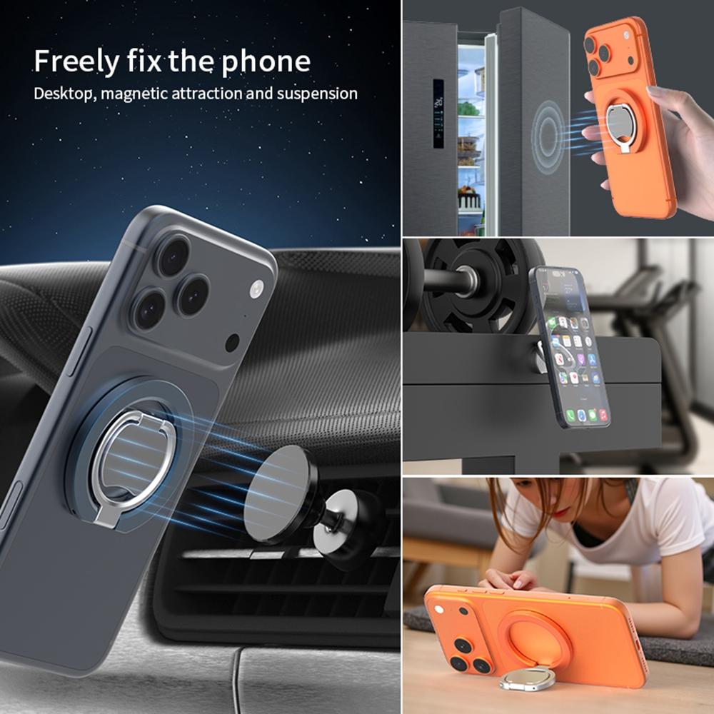 Magnetic Phone Ring Holder Grip with Dual-Side Magnets Triple Folding Zinc Alloy Kickstand