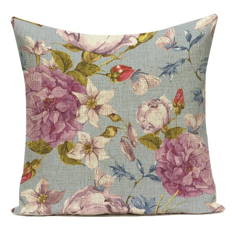 Decorative Throw Pillows Case Purple Plant Flower Lavender Polyester Pillow Cushion Cover For Living Room Sofa Car Home Decor