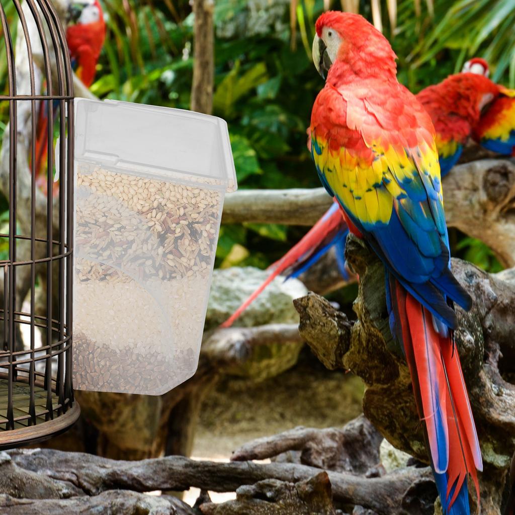 Bird Cage Feeder with Large Capacity Scientific Design Easy Clean Bird Food Holder for Pigeon Parrot Quail Hanging Feeder Box