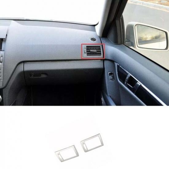Console L&R Air Outlet Vent Silver Titanium Cover Trim For Benz C-Class 2007-14
