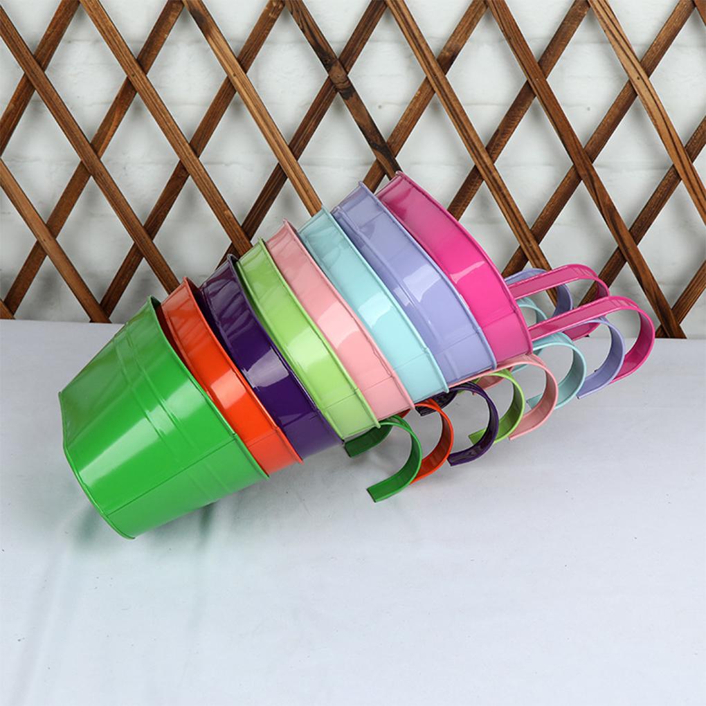 Iron Stylish Rainbow Colors Hanging Flower Pots For Balcony And Fence Planters Wall Hanging Planter