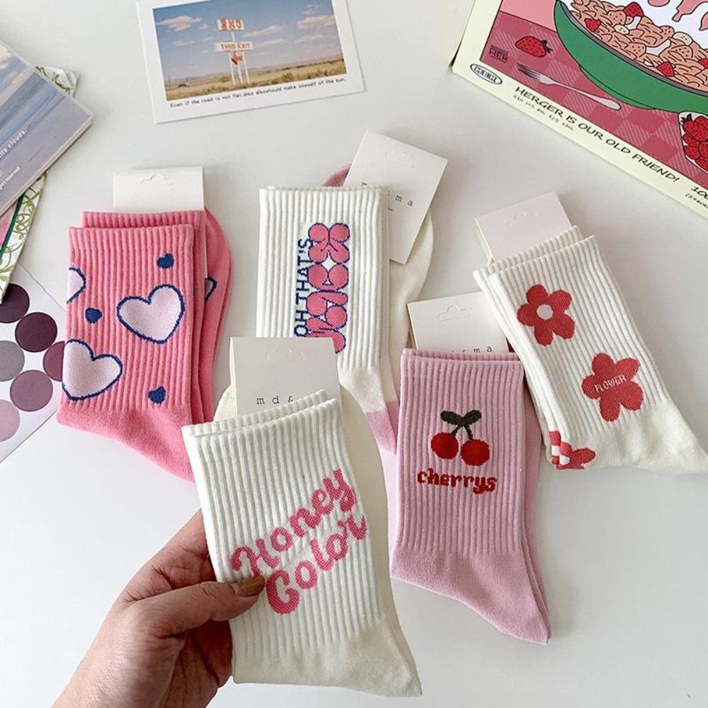 Șosete tub mijlociu Șosete tub mijlociu Șosete de vară cu imprimeu floral șosete cu flori drăguțe doamnelor