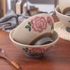 Retro Hand-Painted Floral Ceramic Noodle Bowl - Large Chinese Style Soup/Rice Bowl with Underglaze Color