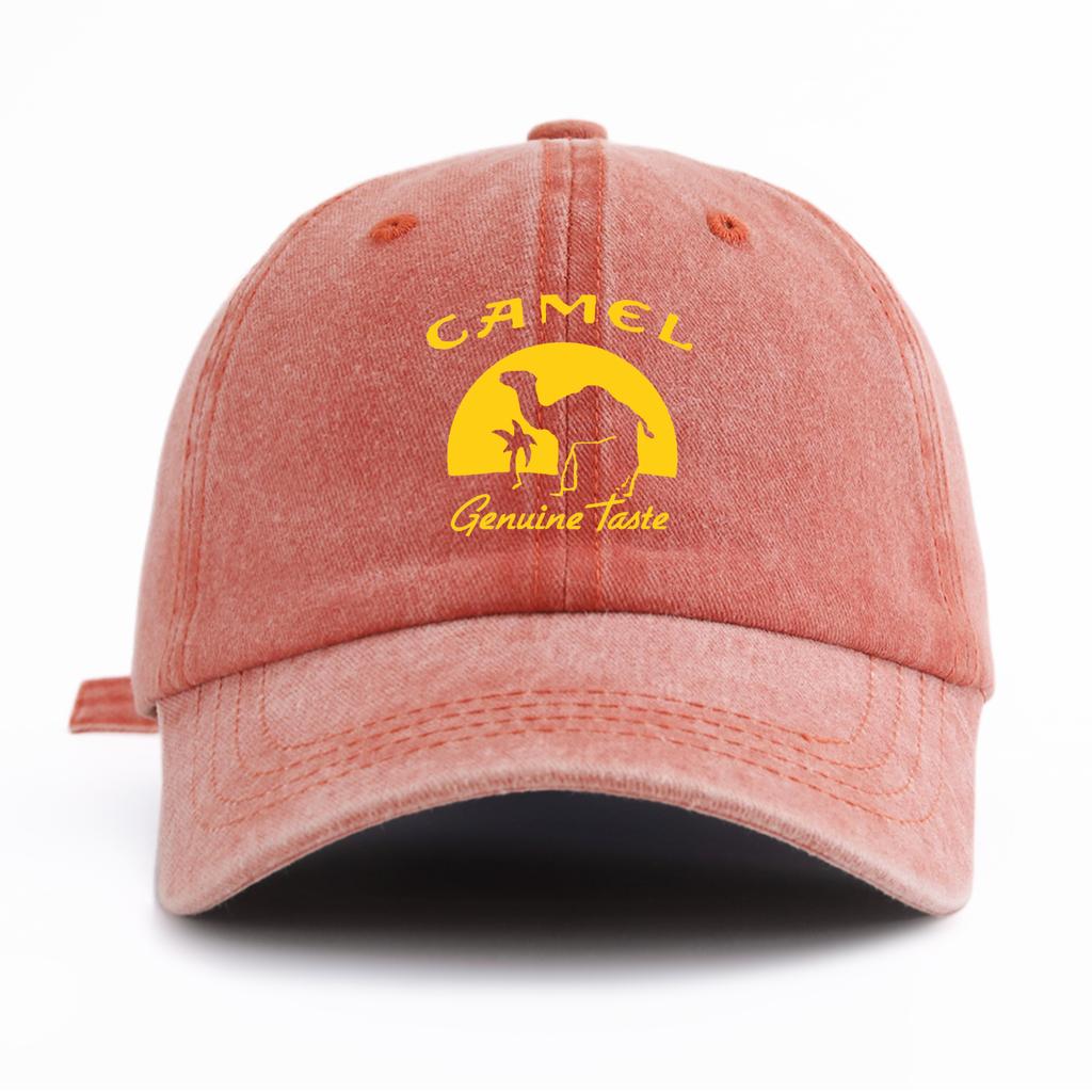 1pz Cappellino da Baseball Lavato con Stampa CAMMELLO per Adulti, Stile Retro Minimalista Casual Morbido Regolabile Cappello da Papà, Perfetto Come Regalo