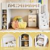 Loft Bed 90x200, Children's Bed Storage Ladder, Heart Railing, Storage Space, Foldable Storage Cabinet/shelves, White (without Mattress)