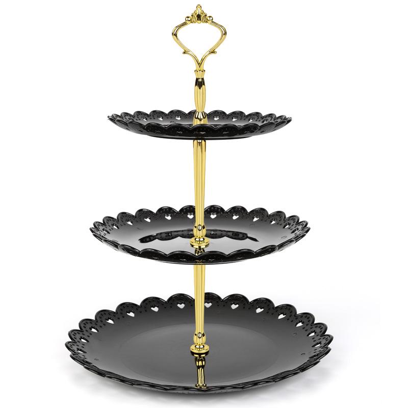 European-Style Three-Tier Cake and Pastry Stand for Weddings and Parties