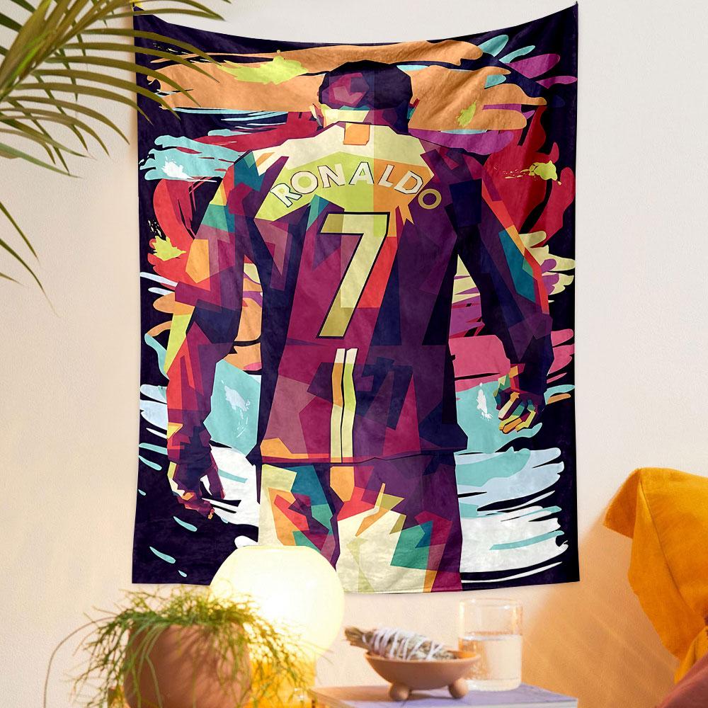 Abstract Soccer Player with Number 7 Patterned Tapestry Home Decor, Suitable for Bedroom and Living Room, Gift