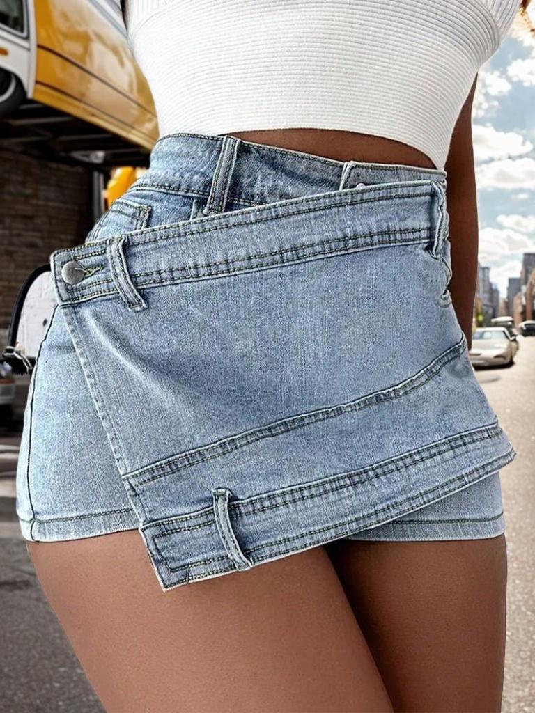 Rose Beauty A Rave Y2K Street Vintage Overlap Tail Wrap Solid Aymmetrical Hem A-Line — фото 4