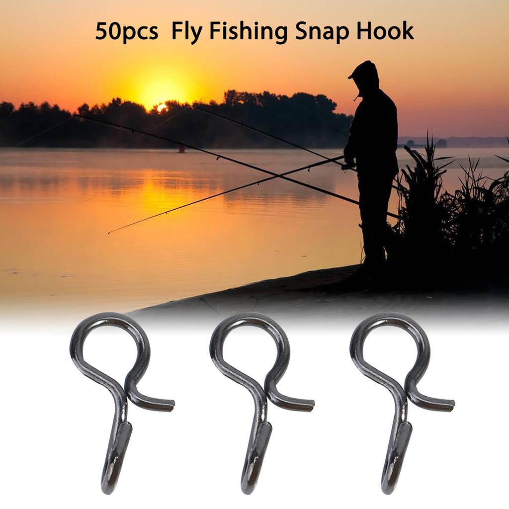 Black Stainless Steel Fly Hook Lure Snap Convenient Change Fishing Snaps (S)