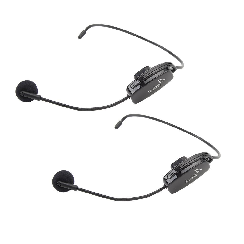 Wireless Microphone Headset Noise Reduction Rechargeable 2.4G Dual Headset Mic System for Teacher Stage