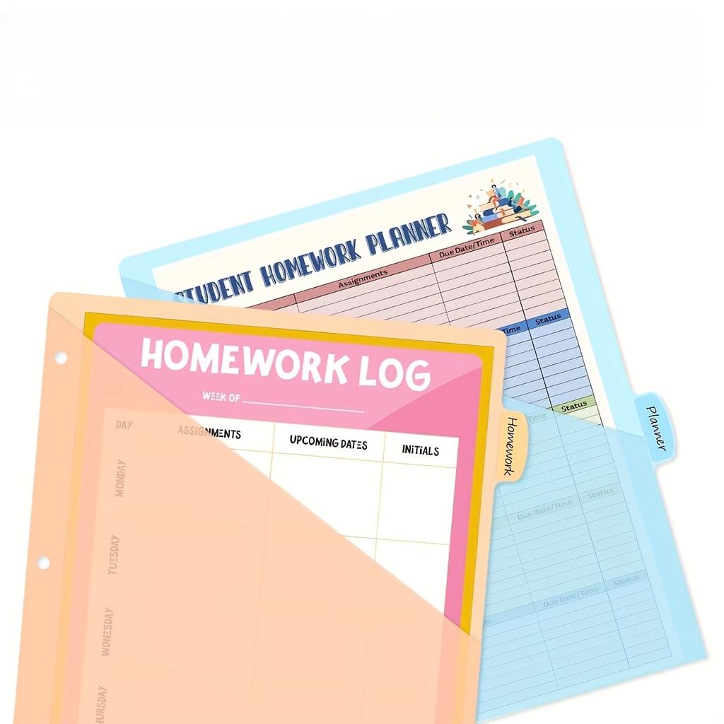 8 Tabs A4 Size 3 Ring Binder Dividers Waterproof Plastic File Index Pages Double-Pocket Index Dividers