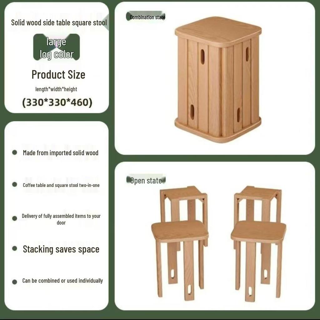 Solid Wood Stackable Stool for Home, Dining, or Coffee Table Use