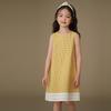 Hacikis Girls' Yellow Plaid Patchwork Vest Dress