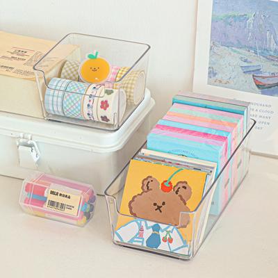 New Kawaii Acrylic Stickers Kpop Photocards Storage Box Desktop Organizer Pen Holder School Stationery