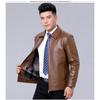 Mens Faux Leather Jacket Stand Collar Zip-Up Warm Thick Winter Business Casual Outerwear