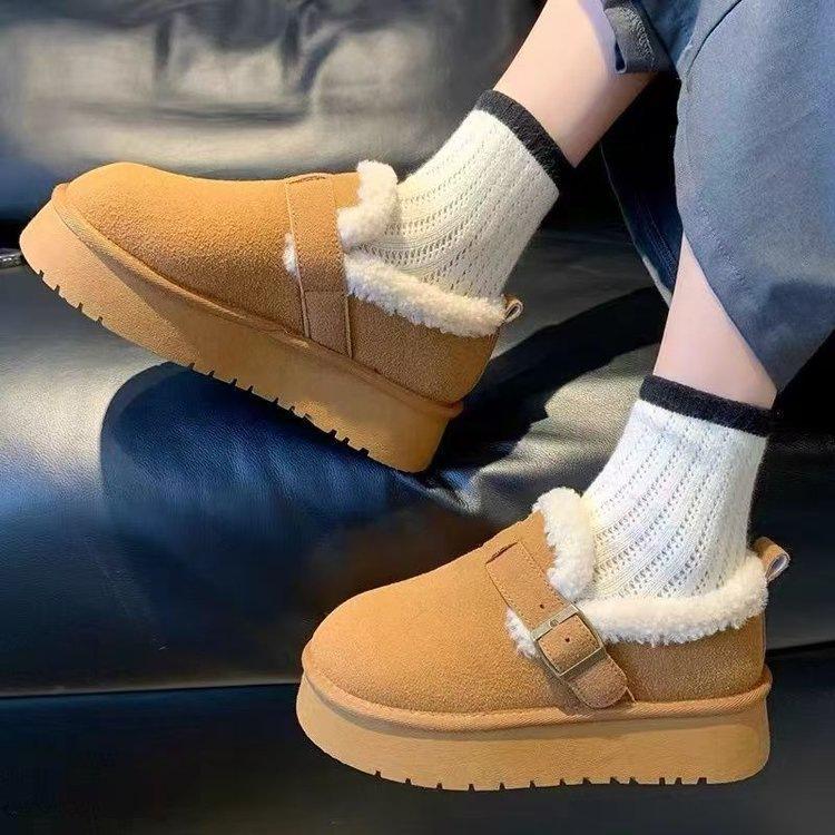 

Birkenstock snow boots new winter thick-soled piled thickened warm bread beanie cotton shoes 35
