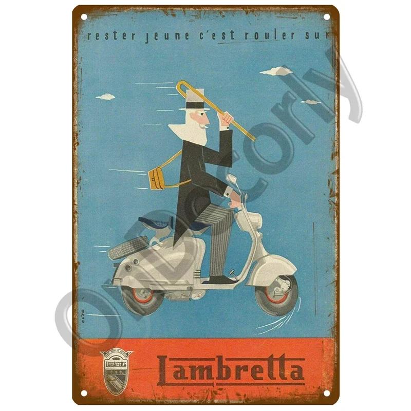 Lambretta Motor Plaque Metall Vintage Blechschild Shabby Chic Dekor Metallschilder Vintage Bar Dekoration Metall Poster Pub Metallplatte