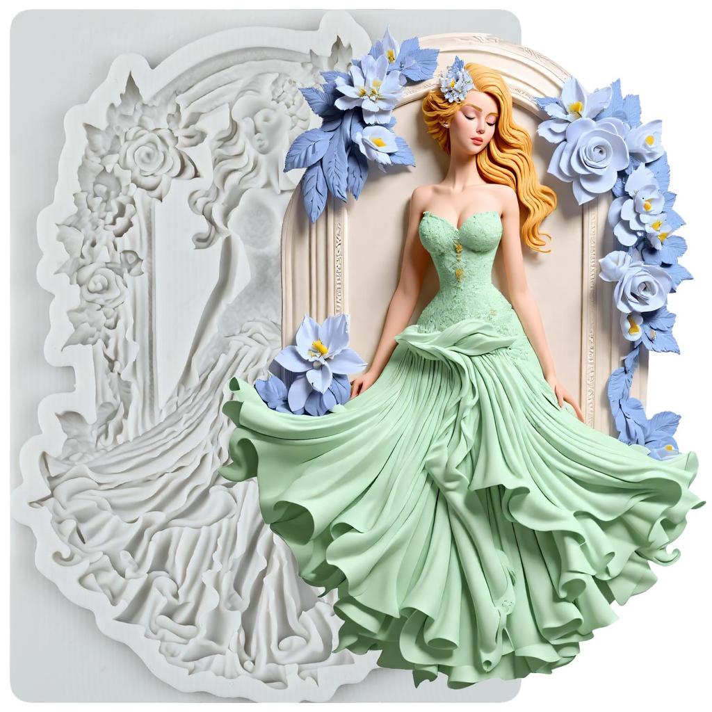 Goddess Silicone Molds Flower Frame Goddess Fondant Mold Cake Decorating Tools Cupcake Topper Candy Chocolate Gumpaste Mold