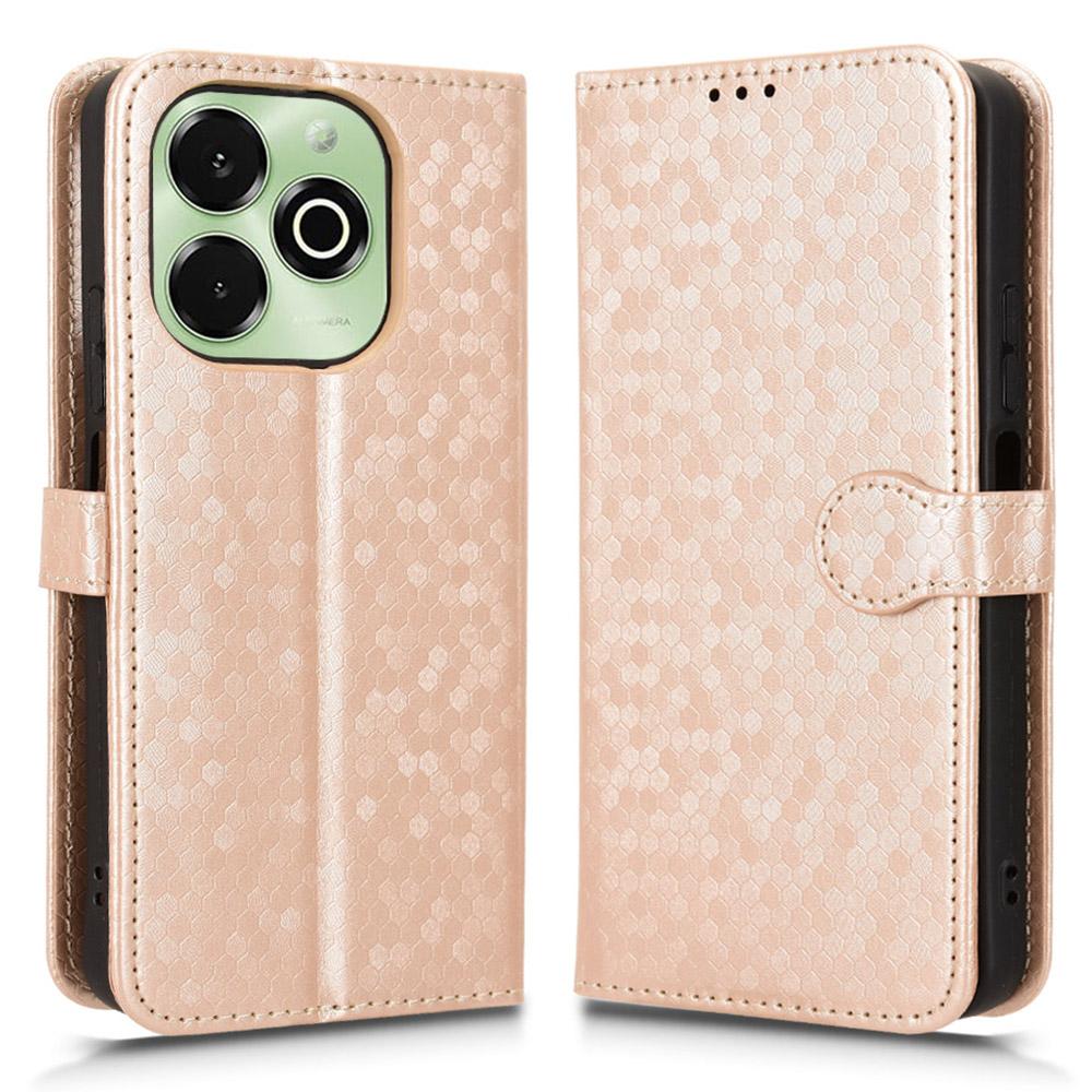 For Umidigi G9x 4G/G100x 4G Wallet Case Dot Pattern Imprint PU Leather Phone Cover with Wrist Strap