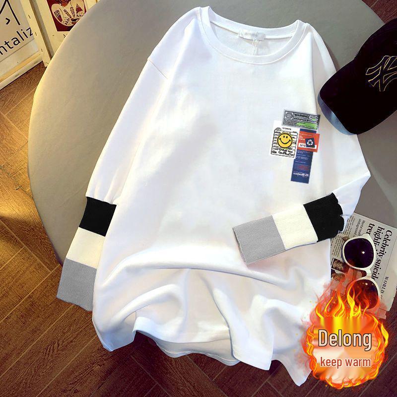 Women's Versatile Loose-Fit Pure Cotton Long Sleeve T-shirt, 2025 Autumn/Winter Collection - Mid-Length Base Layer Covering Buttocks.