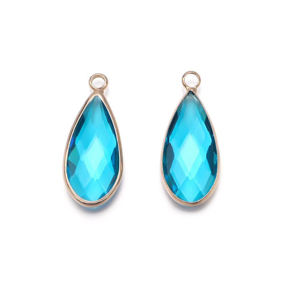 

5pcs/lot 11x25mm Crystal Glass Pendants Colored Droplet Shape Charms For Jewelry Making DIY Crafts Earrings Necklace Accessories синий