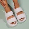 Women's Winter Warm Fuzzy Maternity Slippers, Open Toe Slip On House Shoes, Thick Sole Soft Plush Indoor Outdoor Slides