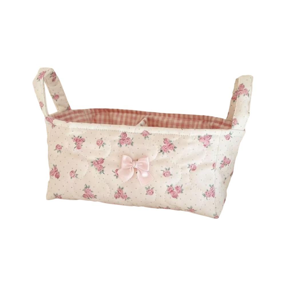 Cotton Small Quilted Storage Basket Square Cosmetic Organizer Home Supplies