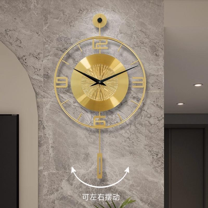 Luxury Metal Swinging Wall Clock Minimalist Living Room Clock Mural Watch Restaurant Mute Number Quartz Clock Room Decoration