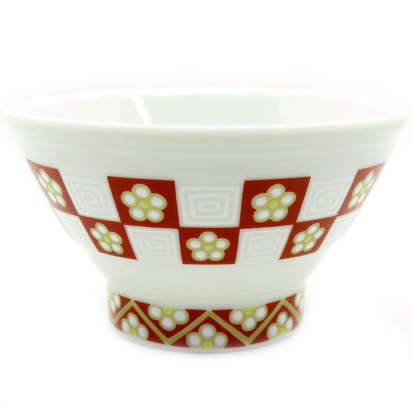 

Waza no Kura Kutani ware Sendan rice bowl Ume Ichimatsu pottery Stylish Japanese tableware 60th birthday gift