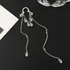 Salircon Exquisite Crystal Long Tassel Chain Ear Cuff Ear Clip Women Romantic No Piercing Clip Earrings Fashion Jewelry Wedding