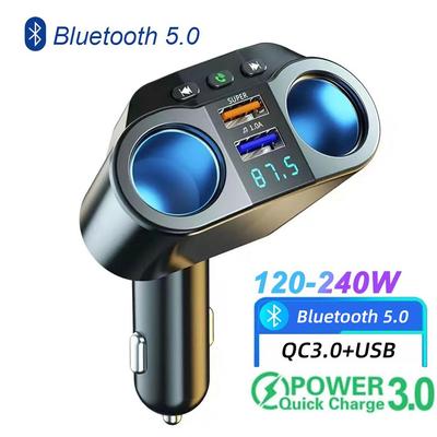 Carregador divisor de soquete de isqueiro de carro Dual USB 3.1A QC 3.0 Carregador rápido Display digital Auto Bluetooth Transmissores FM Adaptador de energia de carro para todos os telefones