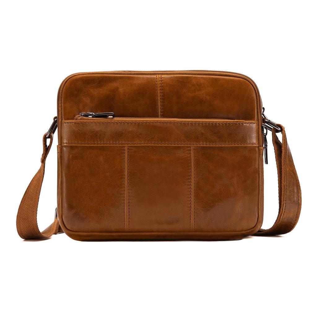 Borsa a tracolla da uomo in vera pelle - Casual da lavoro di alta gamma, strato superiore in pelle bovina