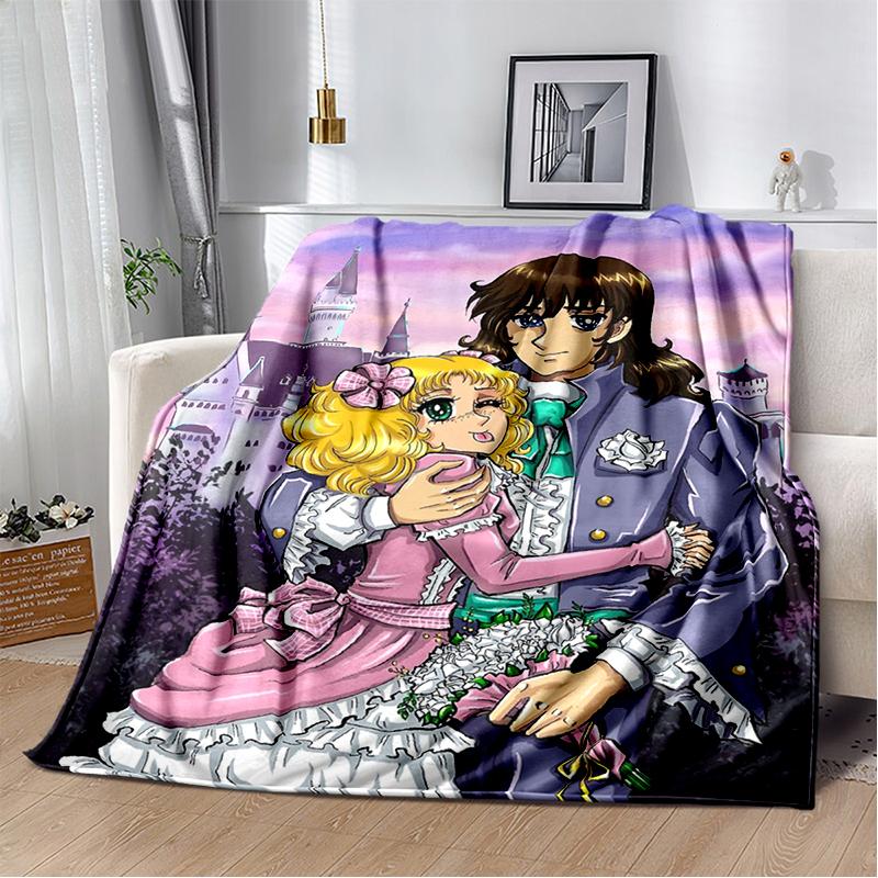 Candy Candy 29 Styl Nowy Retro Kreskówkowa Dziewczyna Anime Miękki Pluszowy Koc, Flanelowy Koc Narzuta do Salonu Sypialni Sofa Prezent dla Dziecka