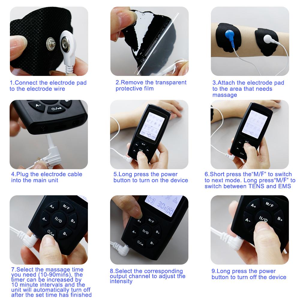 28 Modes TENS EMS Unit Muscle Stimulator for Pulse Pain Relief Rechargeable Portable Dual Channel 40 Intensity Body Massager