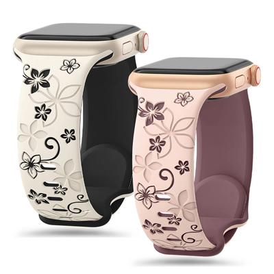 Armband für Apple Watch Band 49mm 46mm 45mm 44mm 42mm 41mm 40mm 38mm Graviertes Silikon Correa Armband Serie 10 9 8 7 SE 6 5 Ultra2