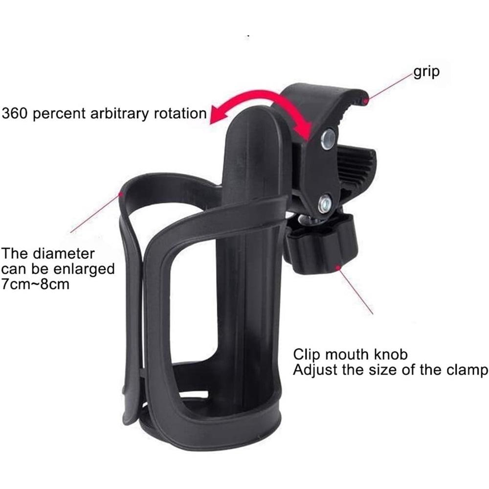 Bicycle Water Bottle Holder, Black, Set of 2, Bicycle Cup Holder, 360-degree Rotating Cycling Water Bottle Holder