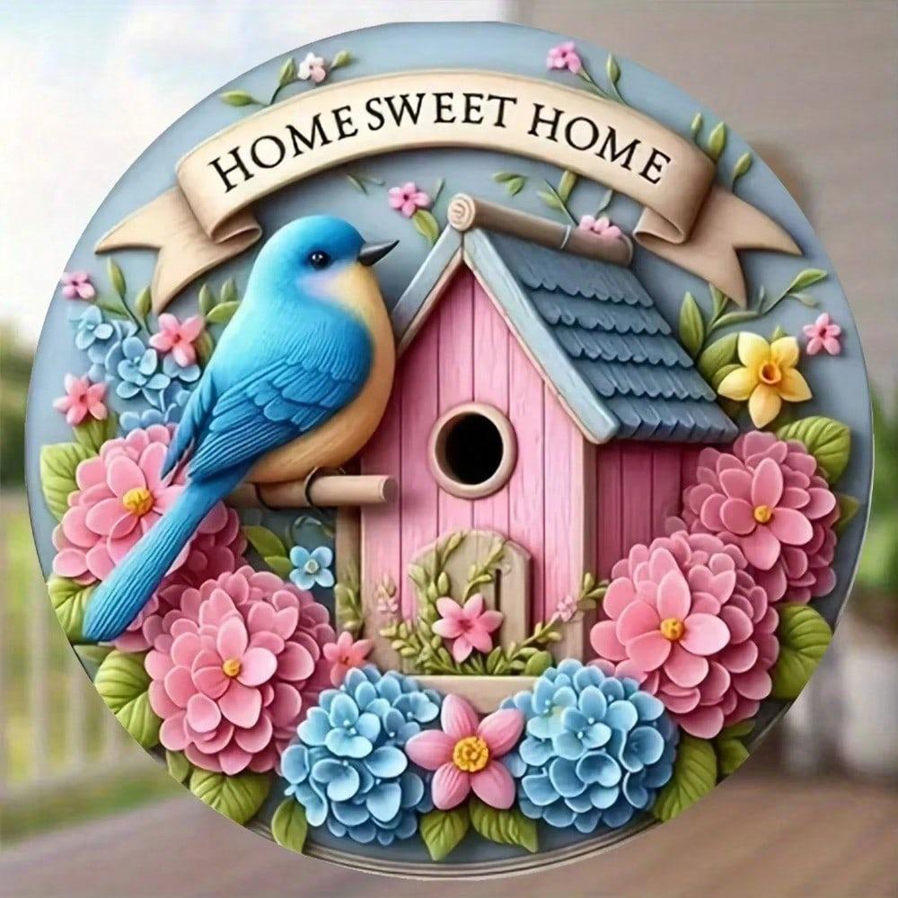 Metal Wall Art Floral Welcome Sign Spring Summer Door Porch Decor
