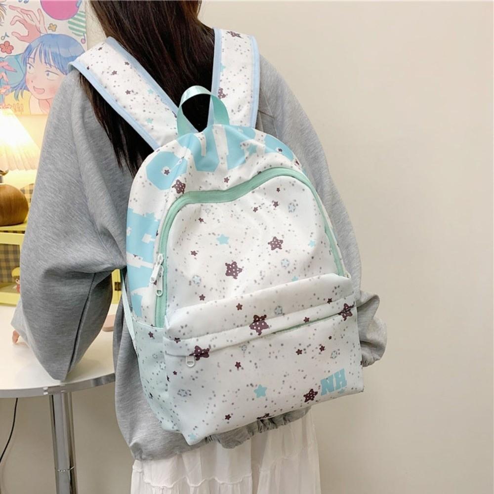 Letter Print Oxford Cloth Backpack Large Capacity Students School Bag Star Backpack  Travel