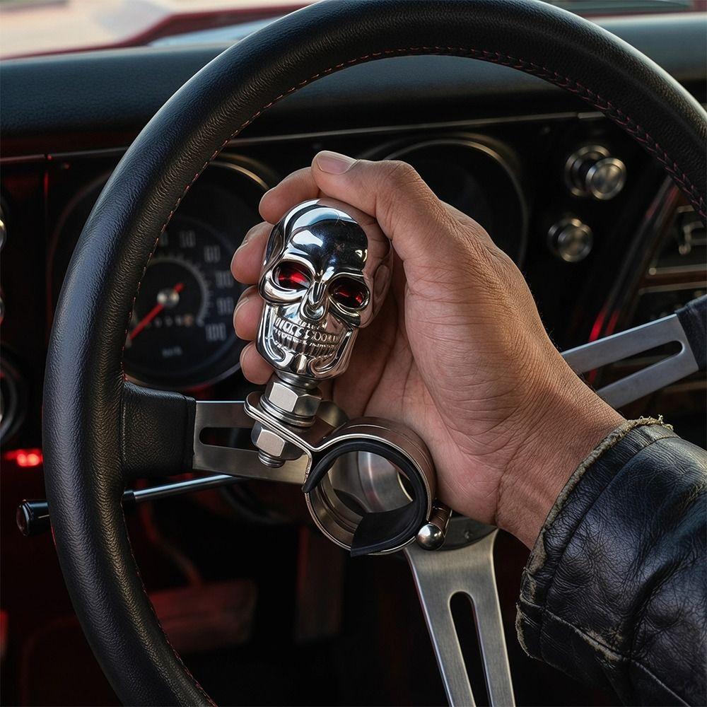 Skull Head Design Power Handle Metal Bearing Steering Wheel Spinner SUV