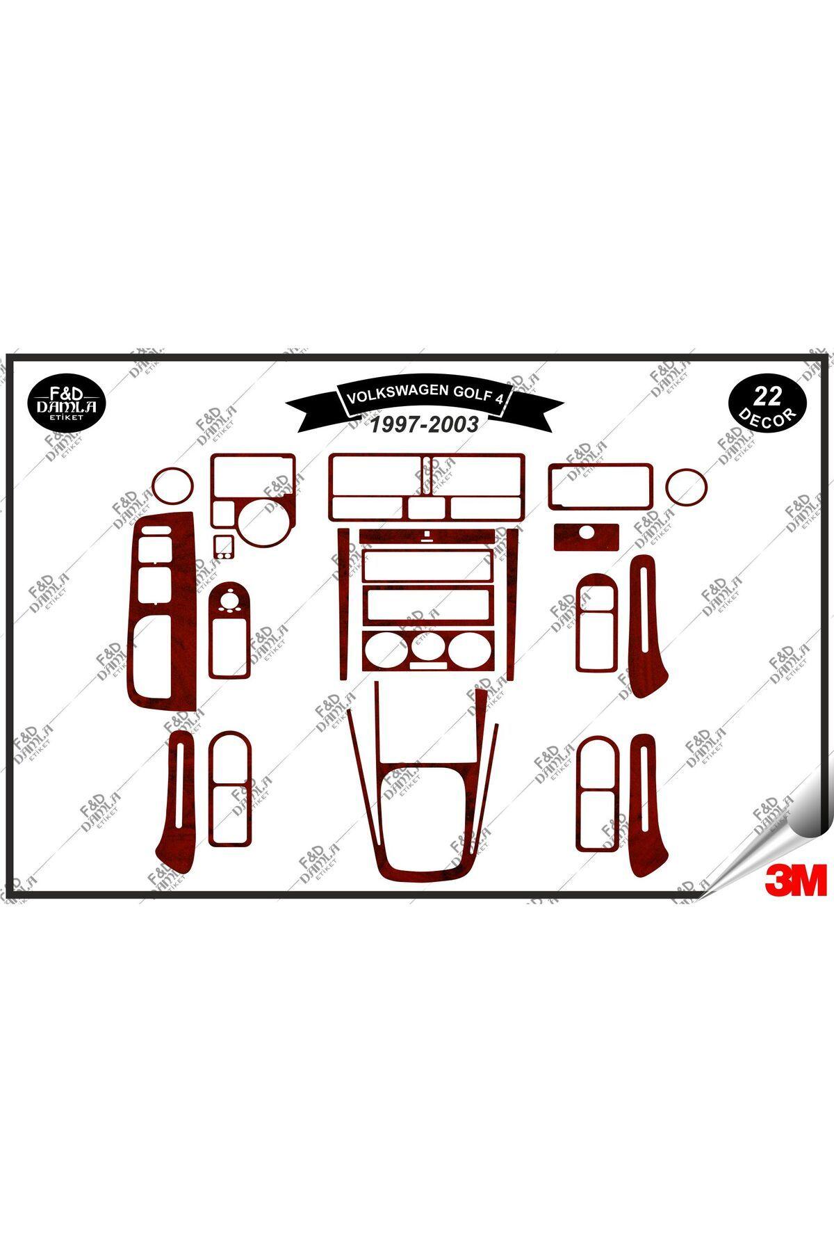 

Volkswagen Golf 4 1997-2003 Torpido Konsol Trim Göğüs Maun Kaplama Set 22 Parça Maun
