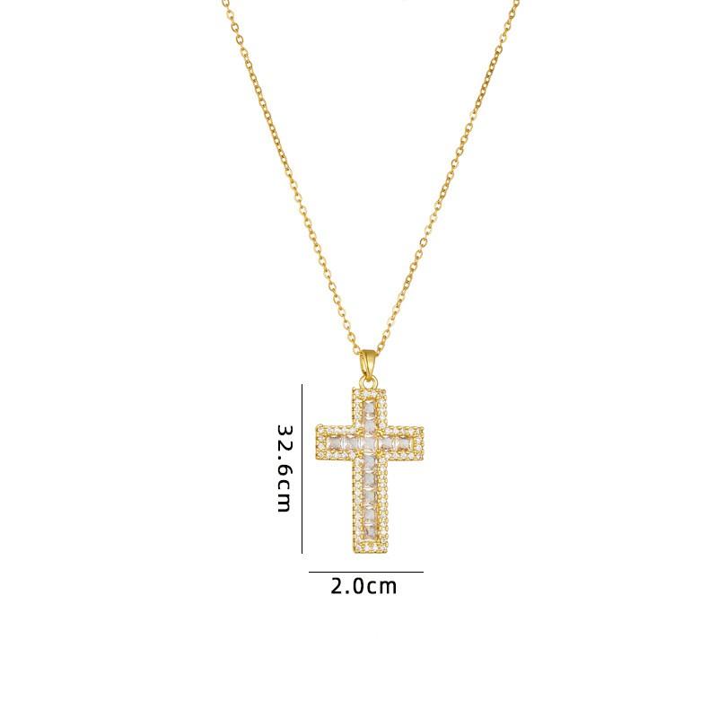 Stainless Steel Plated Pendant Necklace Women With Crystal Zircon Cross Charm Fashion Minimalist Locket Chain Jewelry
