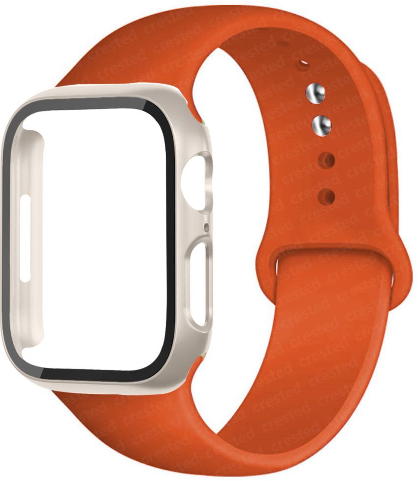 For Apple Watch Bands 46mm 44mm 41mm 40mm 45mm 42mm Silicone Correas Bracelet Iwatch Series 10 9 8 7 6 SE 3 11 Glass+Case+Strap