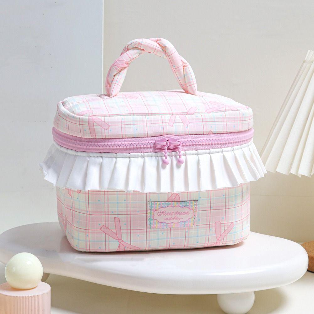 Square Handheld Cosmetic Case Dopamine Color Toiletry Bag Portable Portable Cosmetic Bag  Ladies