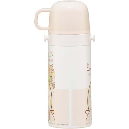 Skater Kids' Stainless Steel Water Bottle, 2-Way Design, 420ml (Direct Drinking) and 350ml (Cup Drinking), Sumikkogurashi Sweets Shop Design, Lightwei
