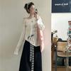Painted Graffiti Micro-transparent Thin Sunscreen Blouse Long-sleeved T-shirt Women's 2026 New Summer Korean Beautiful Small Top